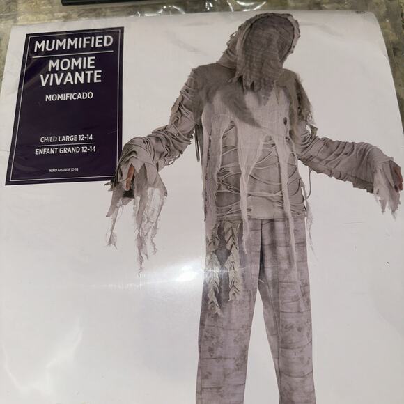 Mummified Mummy Ghost Scary Halloween Costume Child Large 12-14 - Picture 2 of 3